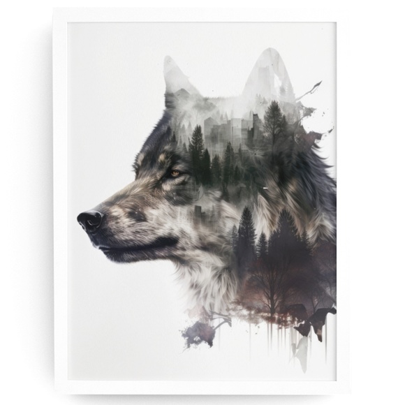 Wolf Animal Portrait Wall Art Illustration Print Poster Card Unframed - Picture 2 of 6
